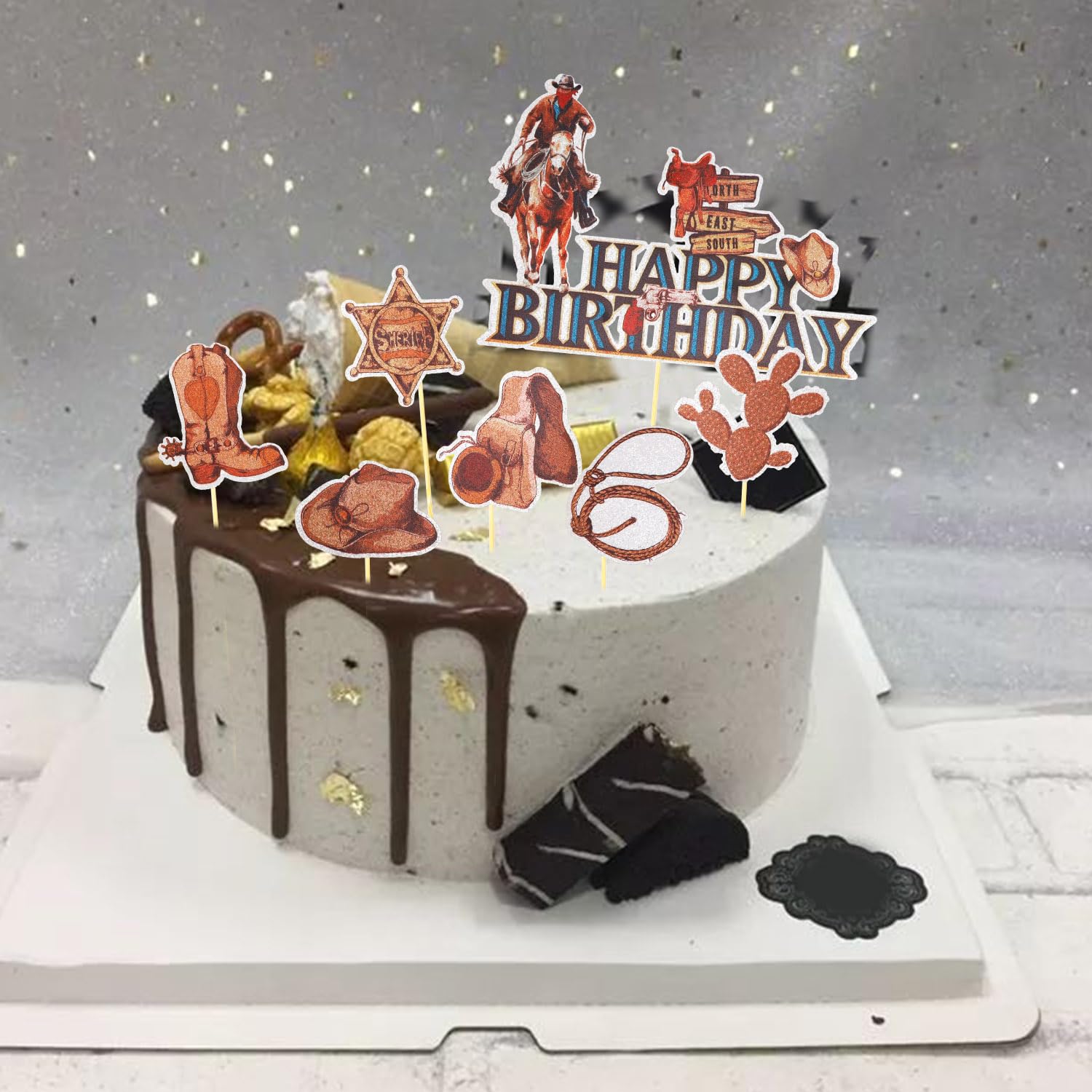 11-teilige Cowboy Kuchen-Deko Für Geburtstag - Western Tortenaufleger Mit Cowboy-Design Für Cupcakes & Desserts