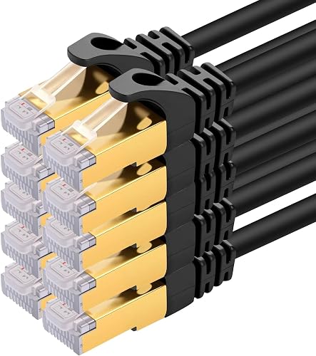 Puiseno 10x0,5m CAT 7 Netzwerkkabel,10 Gbit/s,RJ45 Patchkabel LAN Ethernet Kabel