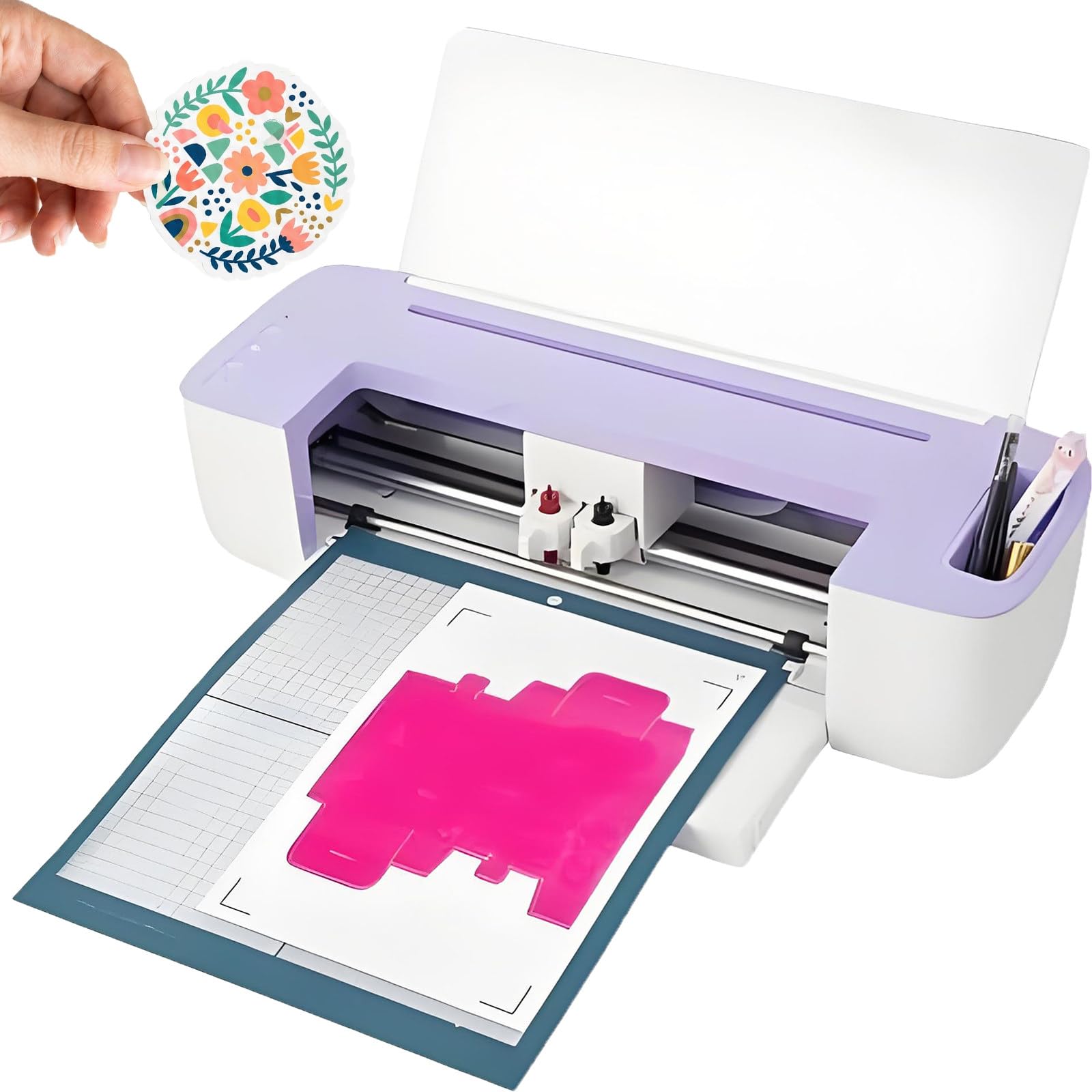Plotter Automático con Velocidad de Precisión para Manualidades, Plotter Automático de Precisión ±0,1mm con Hendidora y Cuchillas de 45°, Vinilo de Bricolaje Inalámbrico, Tapetes Adhesivos