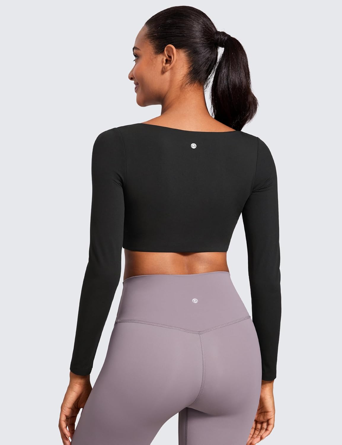 CRZ YOGA Butterluxe Double Lined Long Sleeve Yoga Shirts for Women V Neck Cropped Casual T-Shirt Tight Crop Fitted Tops - Image 2