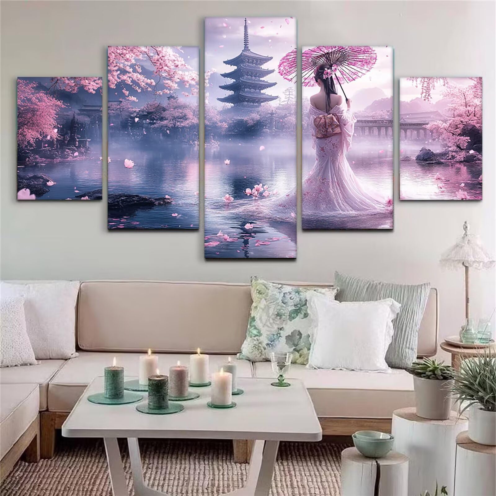 5 sztuk Japonia Diament Malarstwo Krajobraz Diamentowe Malarstwo Dorośli DIY Zestaw do malowania diamentami Dorosły, 5D Zestaw Creart do haftu krzyżykowego Diamentowe malowanie do dekoracji ścian 125