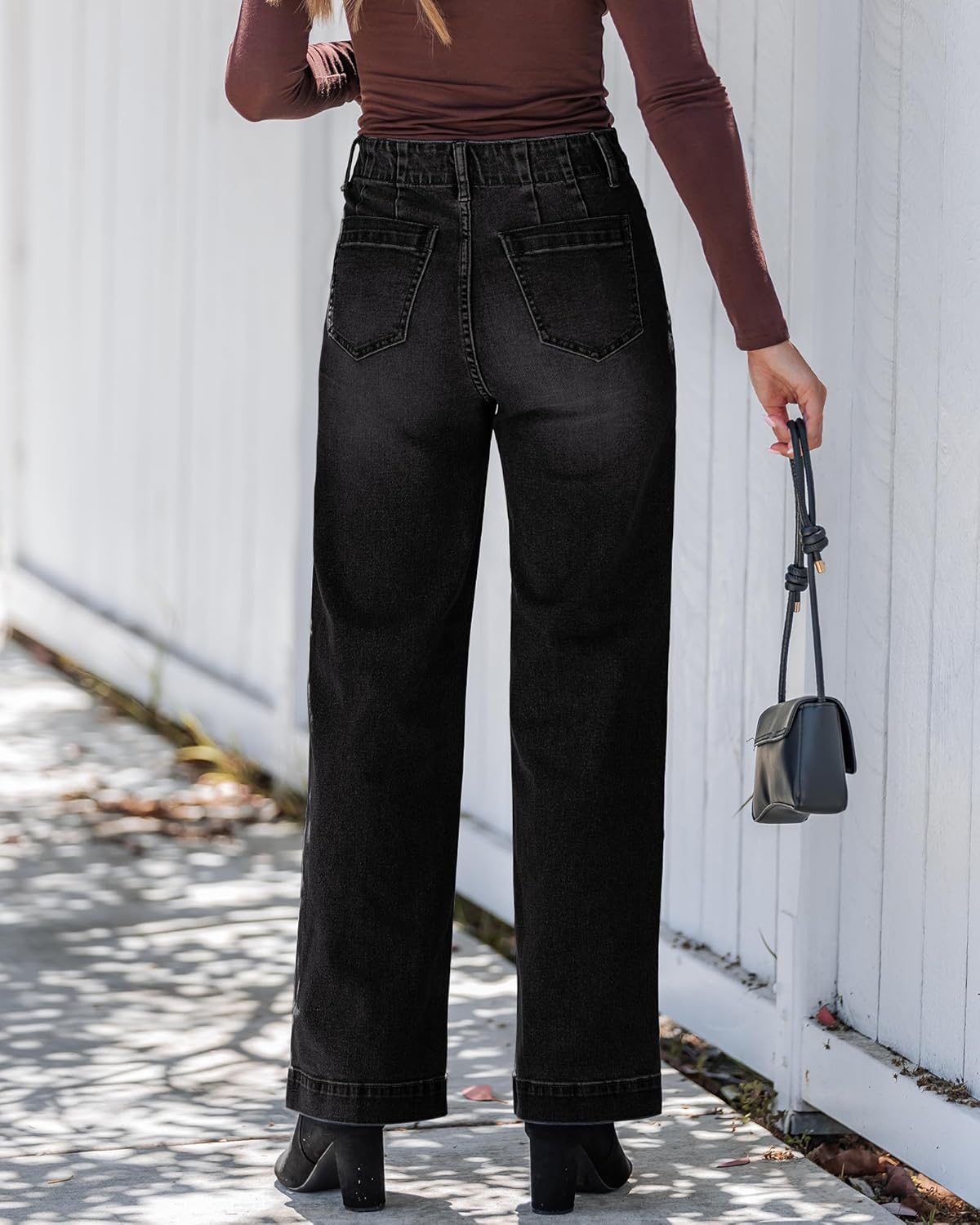 GRAPENT Wide Leg Jeans Woman High Waisted Trendy Stretchy Denim Pants Classic Trouser Jeans with Slash Pockets - Image 3
