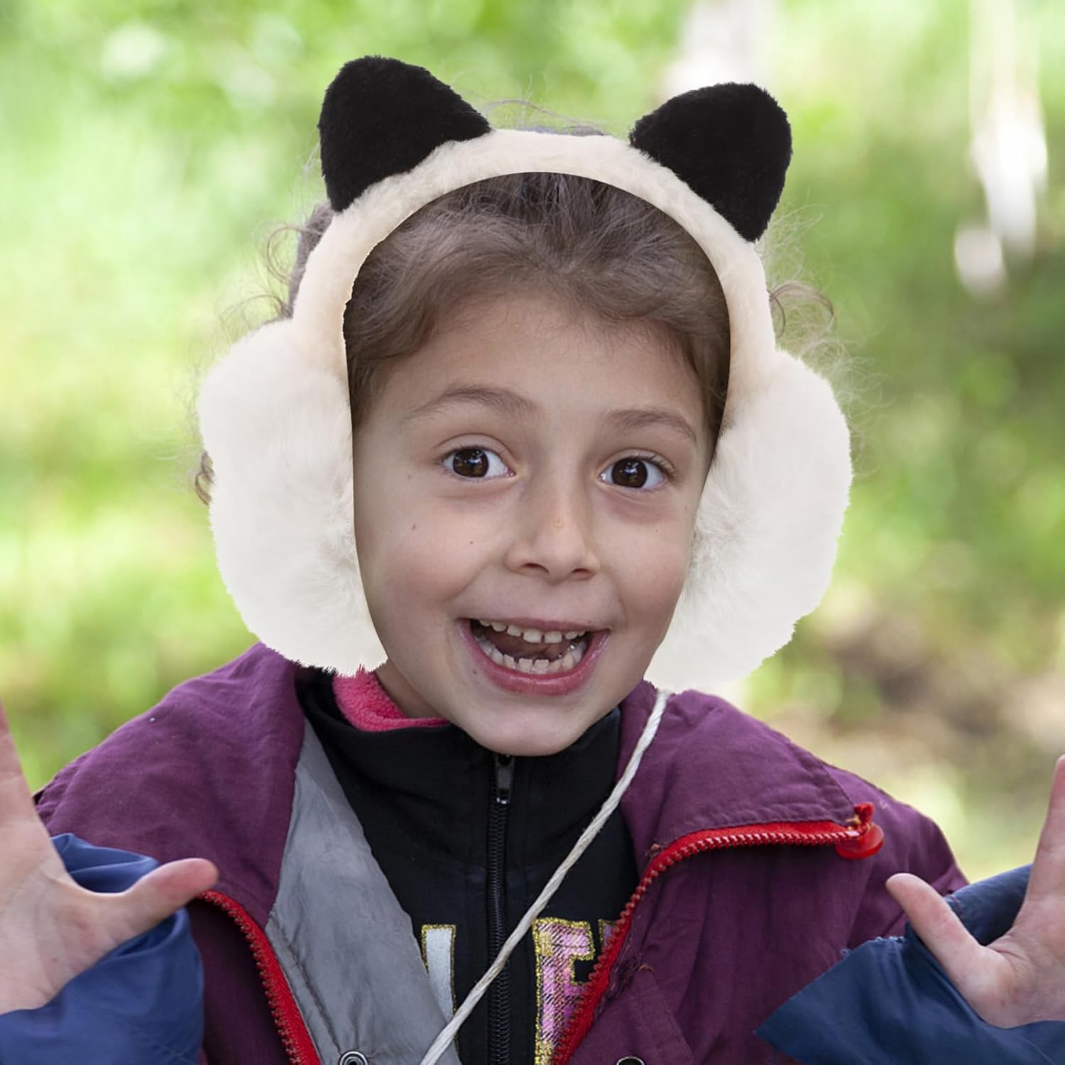VICASKY Cute Panda Plush Ear Warmers for Boys and Girls Foldable Furry Earmuffs for Soft and Comfortable Design for Cold Weather Adorable Cartoon Style Accessory