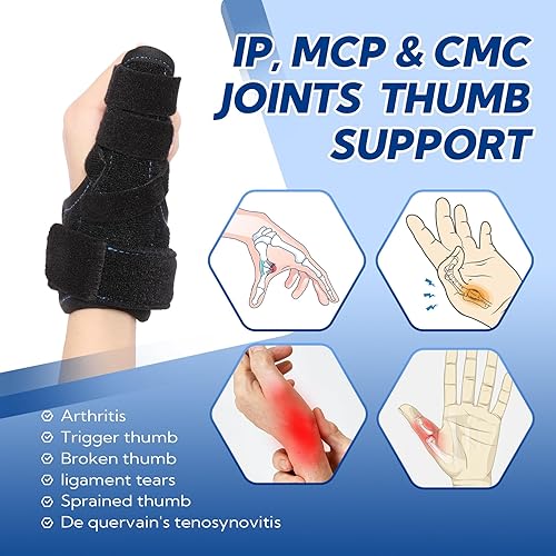 Miniatura 2 de YiYame Férula para el pulgar, soporte para el pulgar, férula espica para el pulgar, férula para el pulgar roto, soporte de mano reversible con
