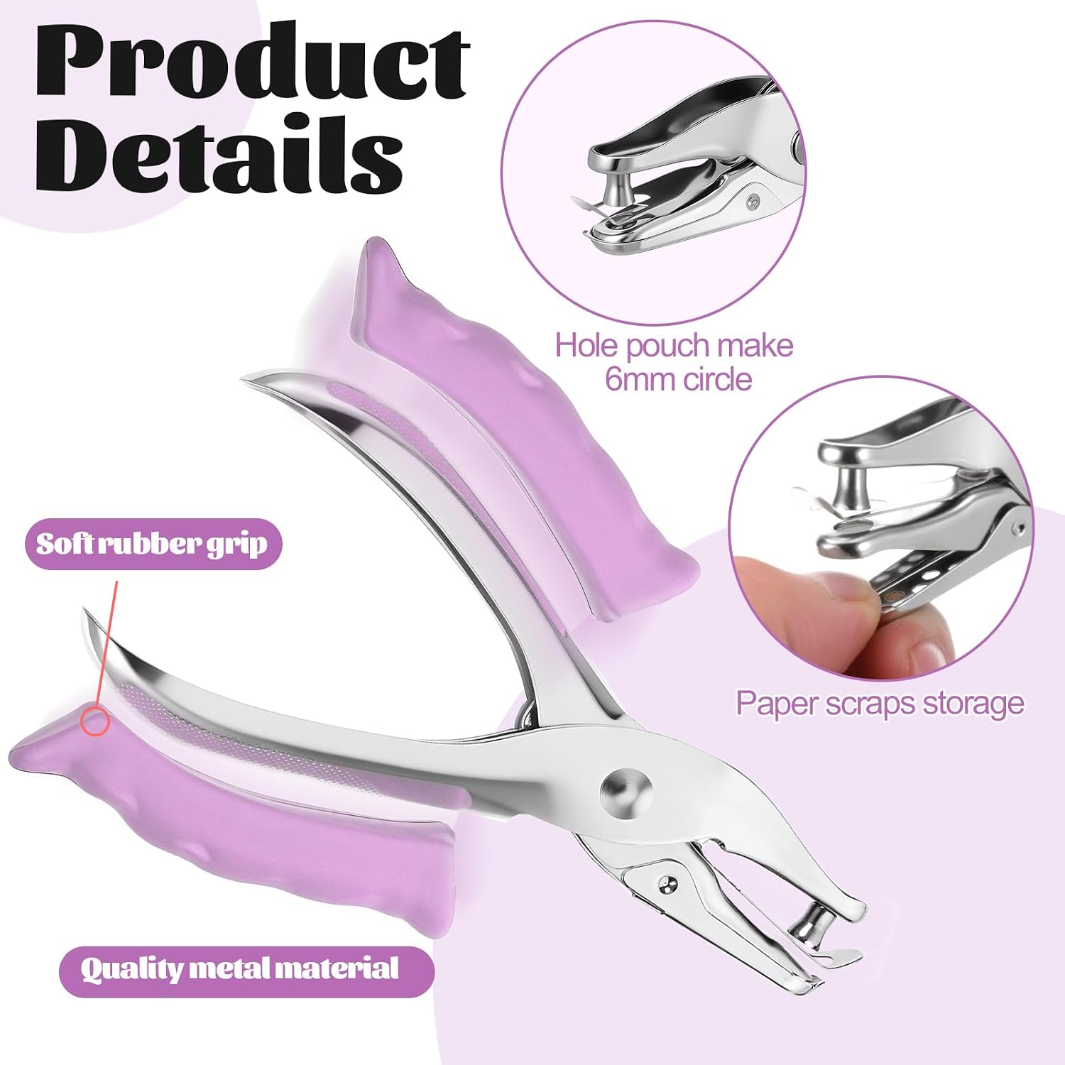 LMENGJ 12 Pcs Single Hole Punch Handheld 1/4 Inch Hole Paper Punch with Grip Handles Circle Single Shape Puncher for Craft Paper Greeting Cards Scrapbook Notebook Puncher Craft Paper Hand Tool