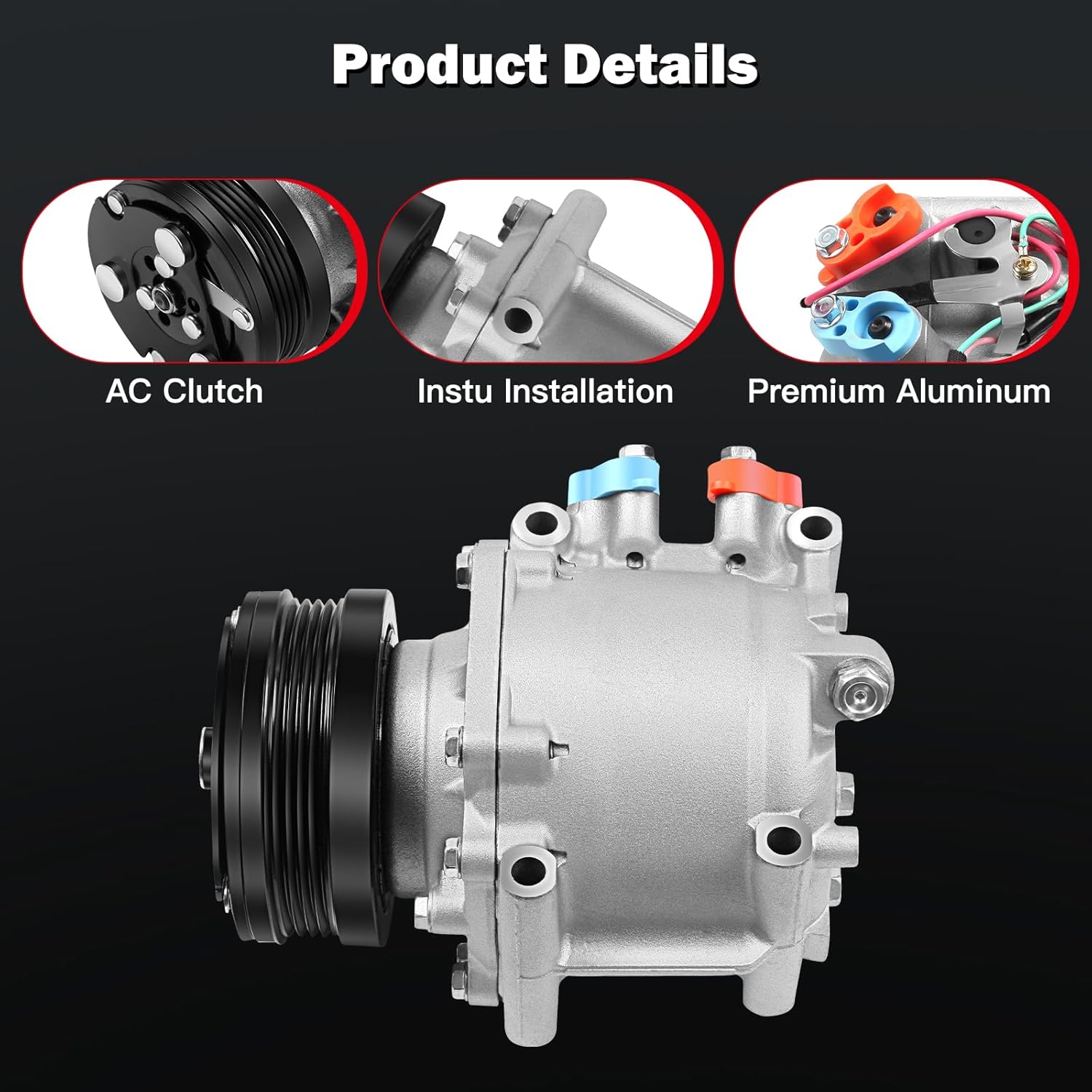 cciyu Air Conditioning Compressor Replacement for Honda Civic CR-V for Acura EL 1.5L 1.6L 2.0L 1994-2001 Replaces AC Compressor for Car 4 Grooves TRS090