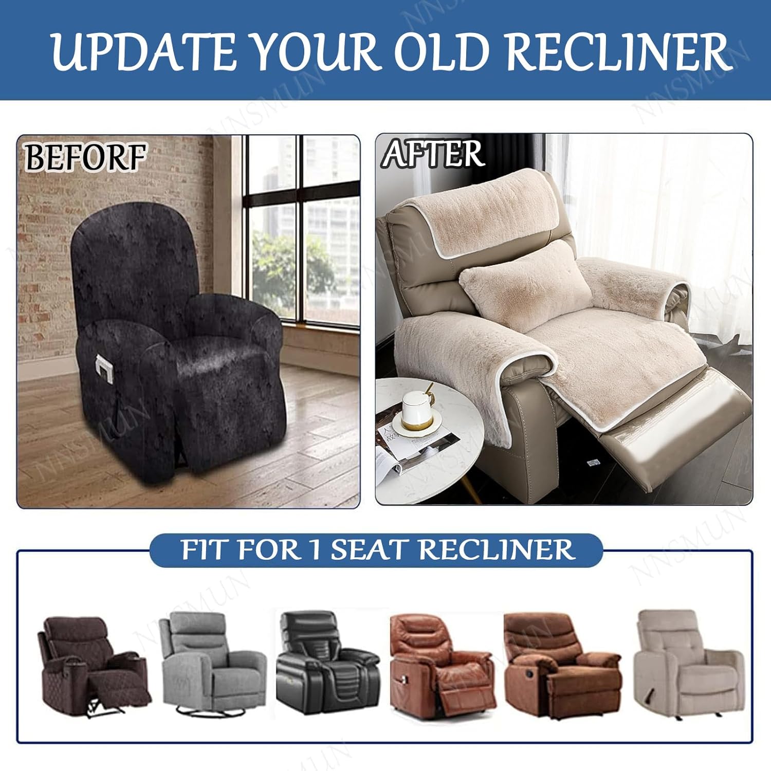 Armchair Covers for Arms Headrest Cover for Armchair Thick Warm Slipcover (Brown,2 Seater 6Pcs)