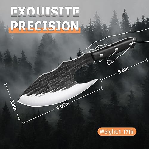 Miniatura 28 de TIJERAS Cuchillo de carnicero para cortar carne, cuchillo de carnicero de alto carbono con mango de madera, cuchillo japonés japonés forjado a mano