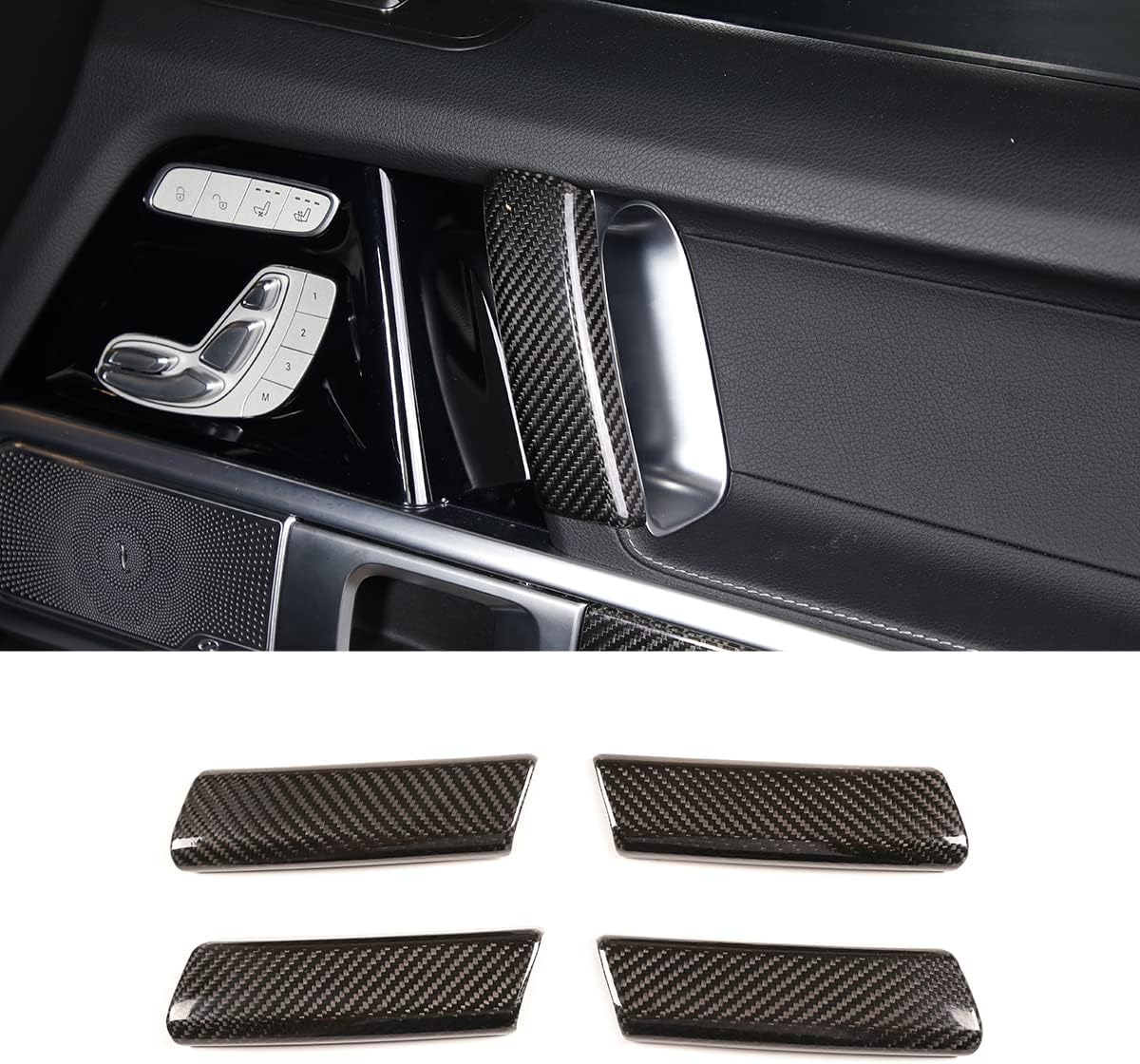 Fit for Mercedes-Benz G Class G500 G63 2019 to 2025 W464 Door Inner Armrest Cover Handle Panel Decoration, Real Carbon Fiber Interior Trim Accessories