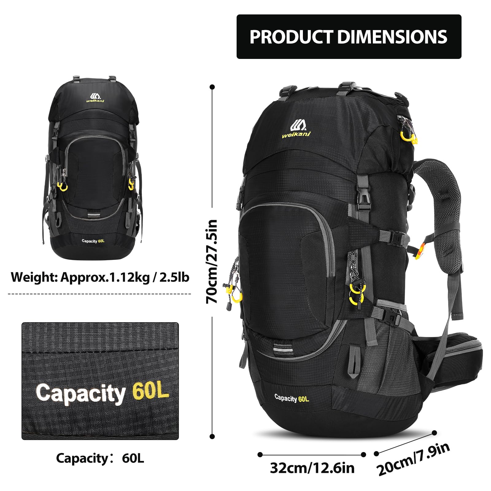 Lixada Backpacking Rucksack Trekkingrucksack 60L Herren Damen Wanderrucksack Wasserdicht Mit Regenabdeckung, Für Bergsteigen, Klettern, Trekking, Sport, Reisen, Camping