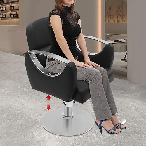 Miniatura 14 de Silla de peluquería para estilista, silla de peluquería para el hogar, altura ajustable y giratoria de 360°, sillas de salón de belleza, spa,