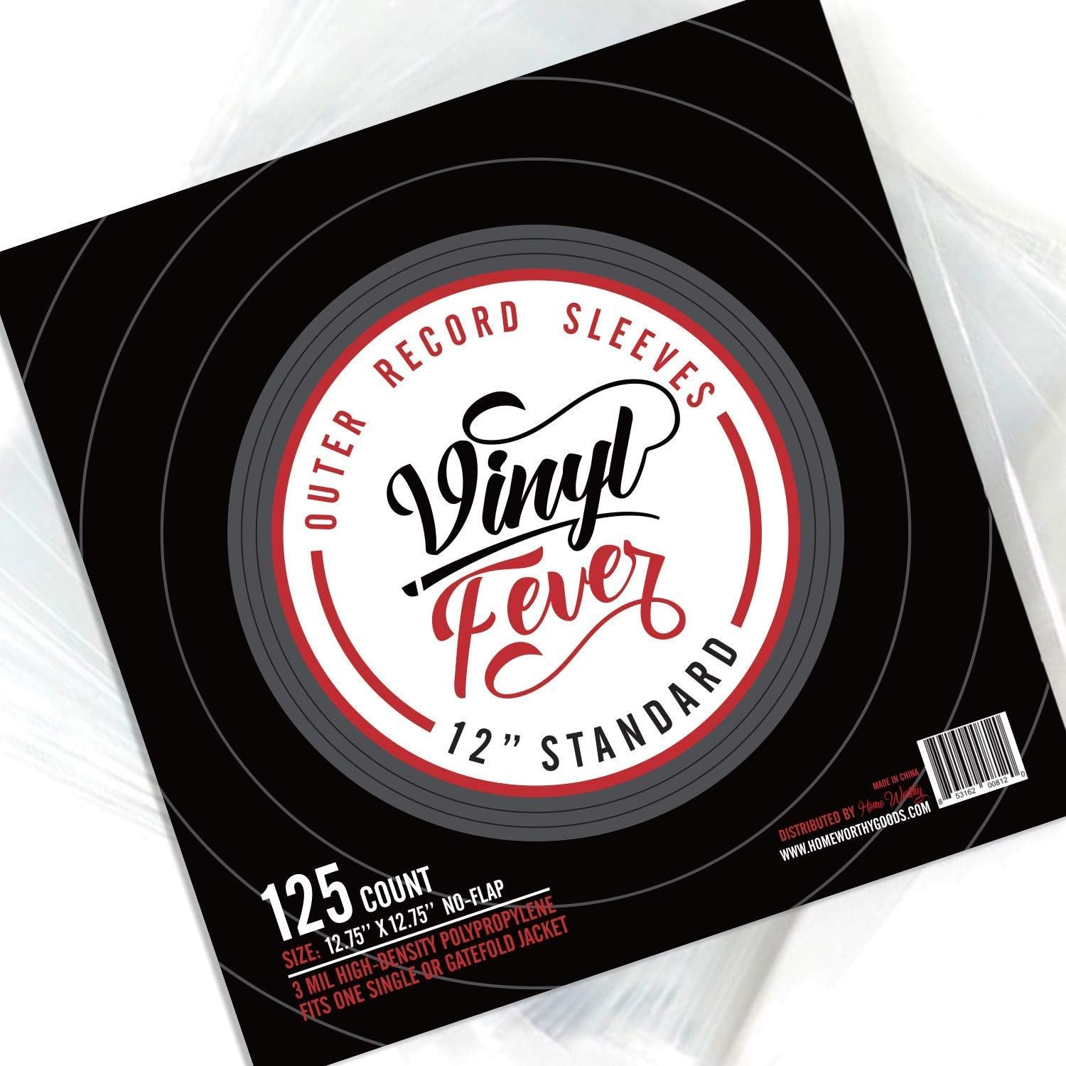 - Vinyl Fever Record Sleeves [125 Pack] - Outer Album Covers With Premium Clarity - Durable 3 Mil Thick Polypropylene Sleeves for 12 Inch LPs and Archival Album Storage