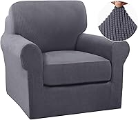 Vista 23 de Turquoize - Fundas de sillas de 2 piezas, fundas de sofá, funda de sillón con reposabrazos, protector lavable para sillas, tela jacquard gruesa Cian