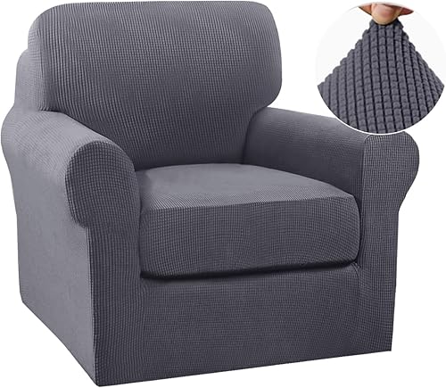 Vista 75 de Turquoize - Funda elástica para sofá de 2 piezas y 3 cojines, funda protectora lavable con elástico en la parte inferior, tela jacquard gruesa