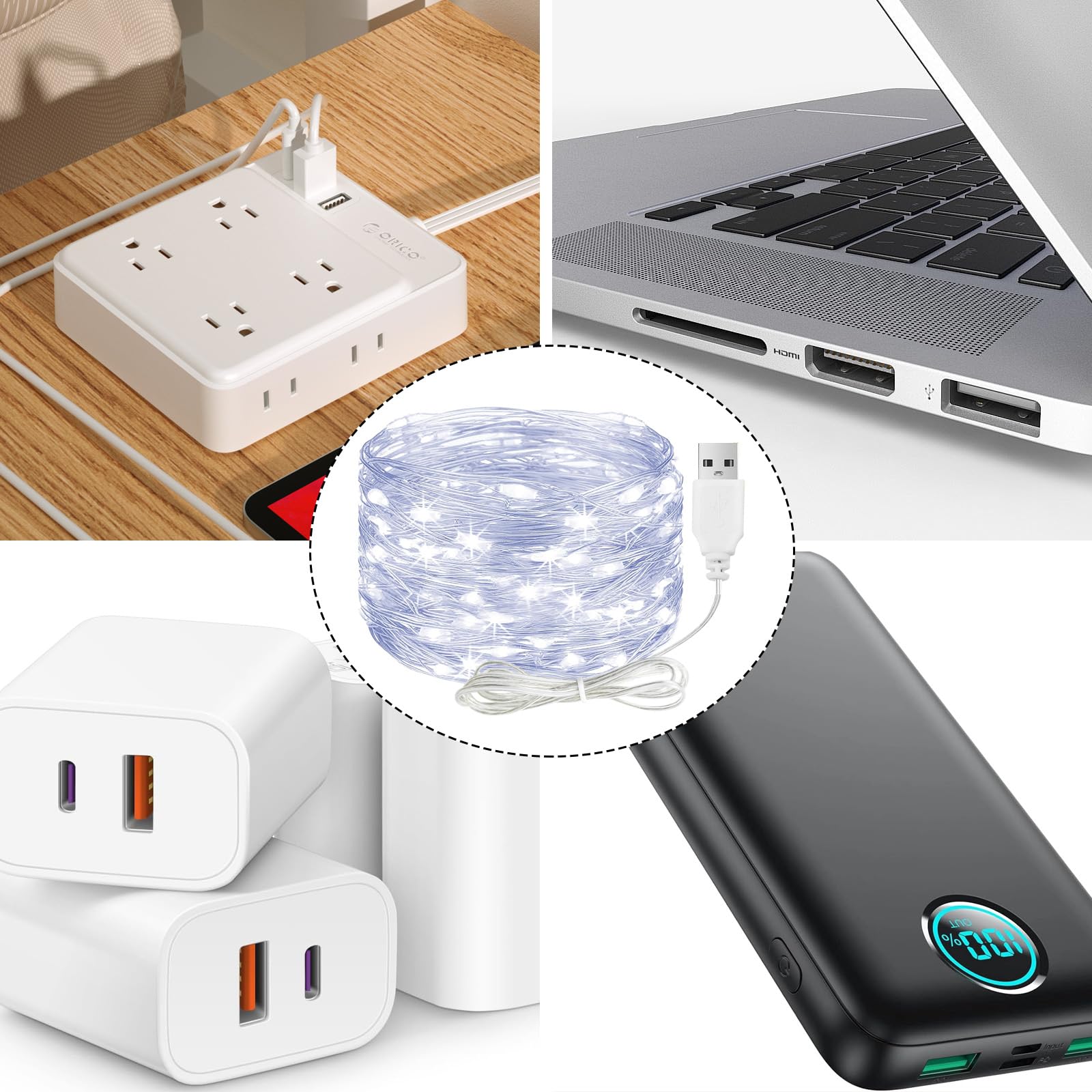 ALEGRE LED Fairy Lights with USB, 5 m, 50 LED Copper Wire Fairy Lights with Plug, Waterproof, Cool White Fairy Lights - Image 4