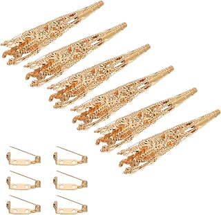 PATIKIL 41mm Corsage Decorative Holder, 6 Pcs Brooch Pin Vase Pocket Boutonnieres Holder with Bar Pins for Wedding Party DIY Crafts, Rose Gold