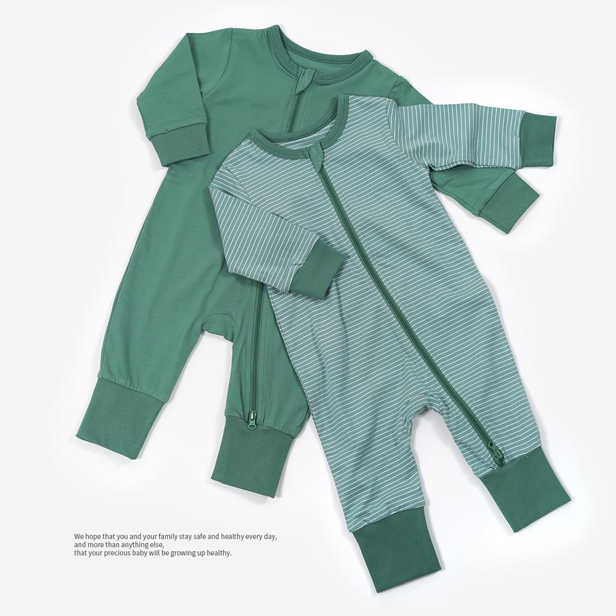 Teach Leanbh Baby Boys Girls 2-Pack Footless Pajamas Cotton 2 Way Zipper Long Sleeve Romper Jumpsuit Sleep and Play - Image 7