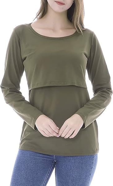 Smallshow Damen Stillshirt Langarm Umstandsshirt 3er Pack - 3