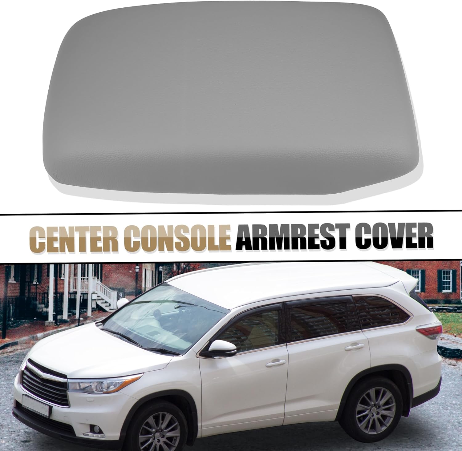 X AUTOHAUX Car Center Console Cover Armrest Cup Holder Pad Replacement for Toyota Highlander 2009 2010 2011 Grey