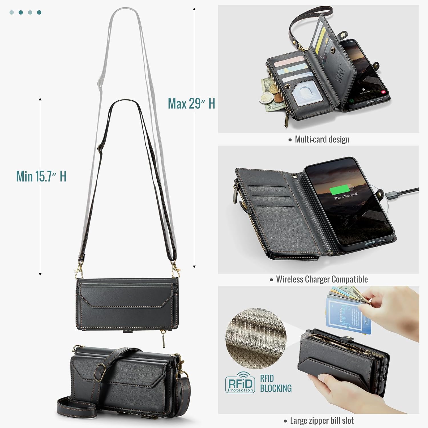 Asuwish Phone Case for Samsung Galaxy S26 5G Zipper Wallet Cover with Tempered Glass Screen Protector and Wrist Strap Flip RFID Blocking Credit Card Holder Stand Cell S 26 26S G5 Women Men Girls Black