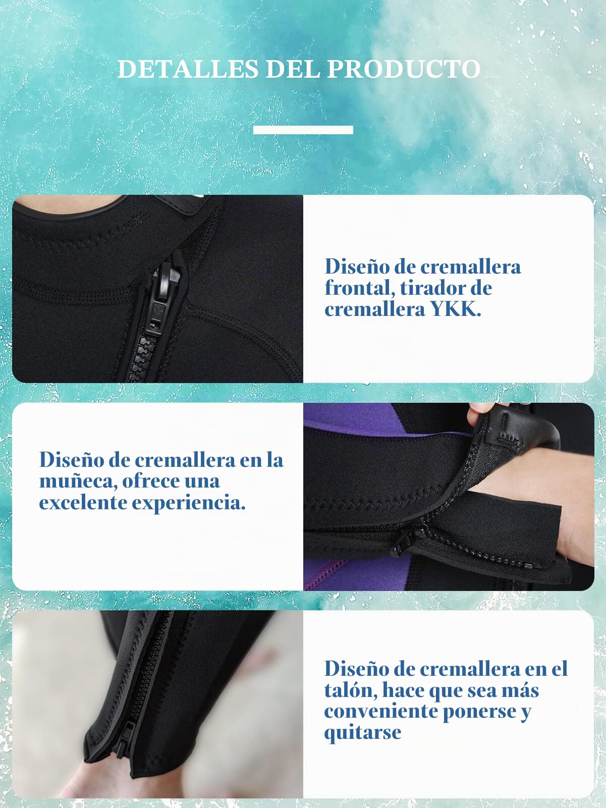 Traje de Neopreno para Mujer y Hombre para Traje de baño de Cuerpo Completo, Trajes de Buceo de Neopreno de 3 mm, Piel de Buceo de Manga Larga con Cremallera Trasera para esnórquel, Surf, natación