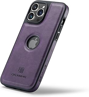 جراب خلفي فاخر من الجلد الصناعي بتصميم كلاسيكي مع فتحة شعار مضاد للصدمات متوافق مع ايفون 12/12 برو (ارجواني)