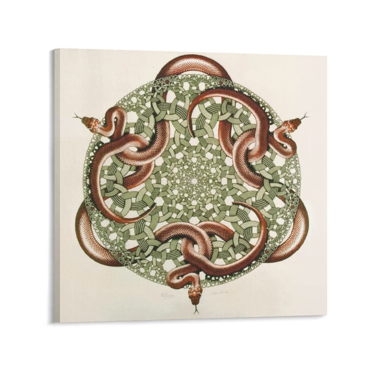 XINXUN Maurits Cornelis Escher Abstract Modern Artwork Poster Snake Artworks Picture Print Poster Wall Art Painting Canvas Gift Decor Home Posters Decorative 12x12inch(30x30cm)