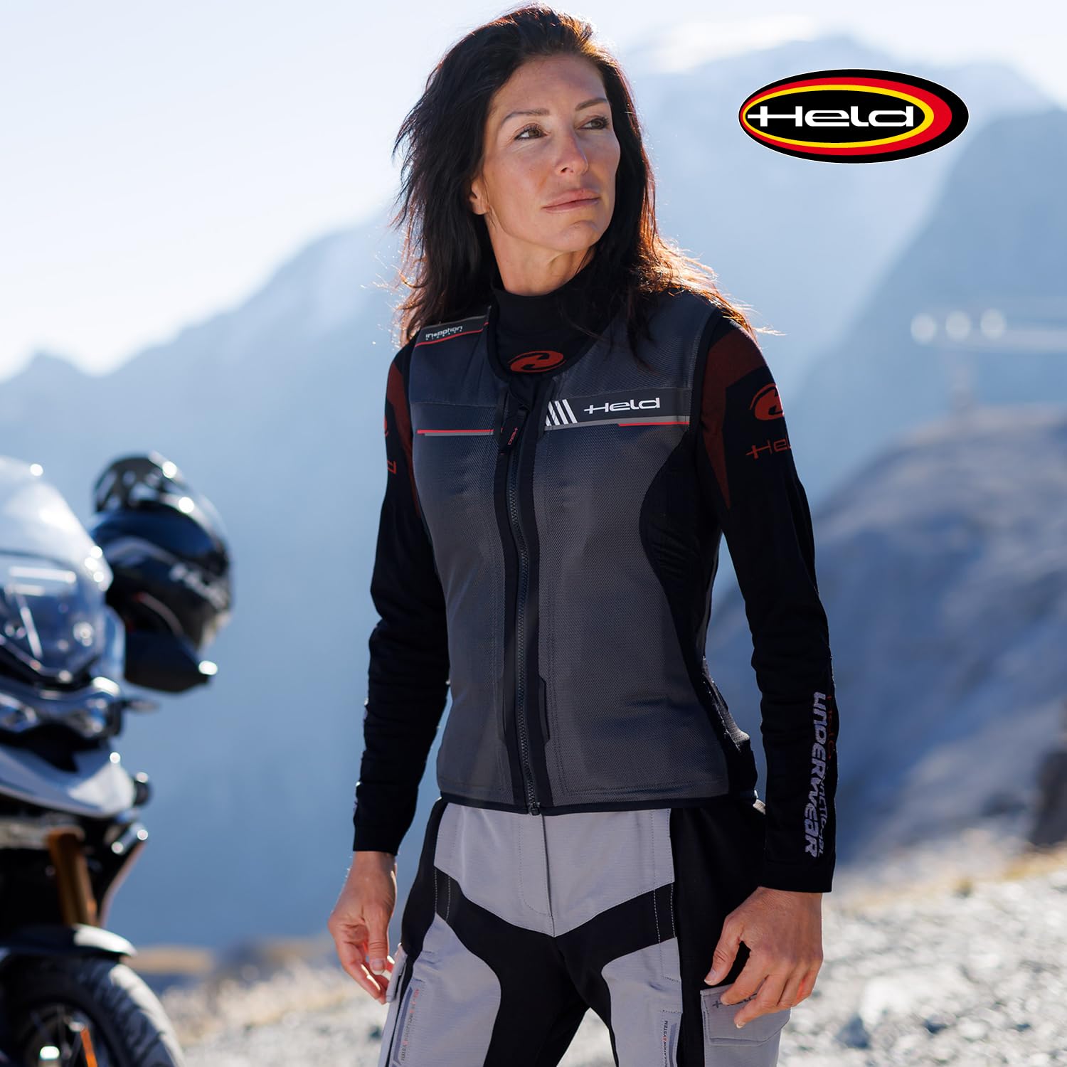 Held eVest 2 - Damen Airbag Weste Motorrad mit elektronischem Sturzerkennungssystem - Level 2 Rückenprotektor Motorrad von D3O - luftiges Mesh Gewebe - CE Zertifiziert EN 17092:2020