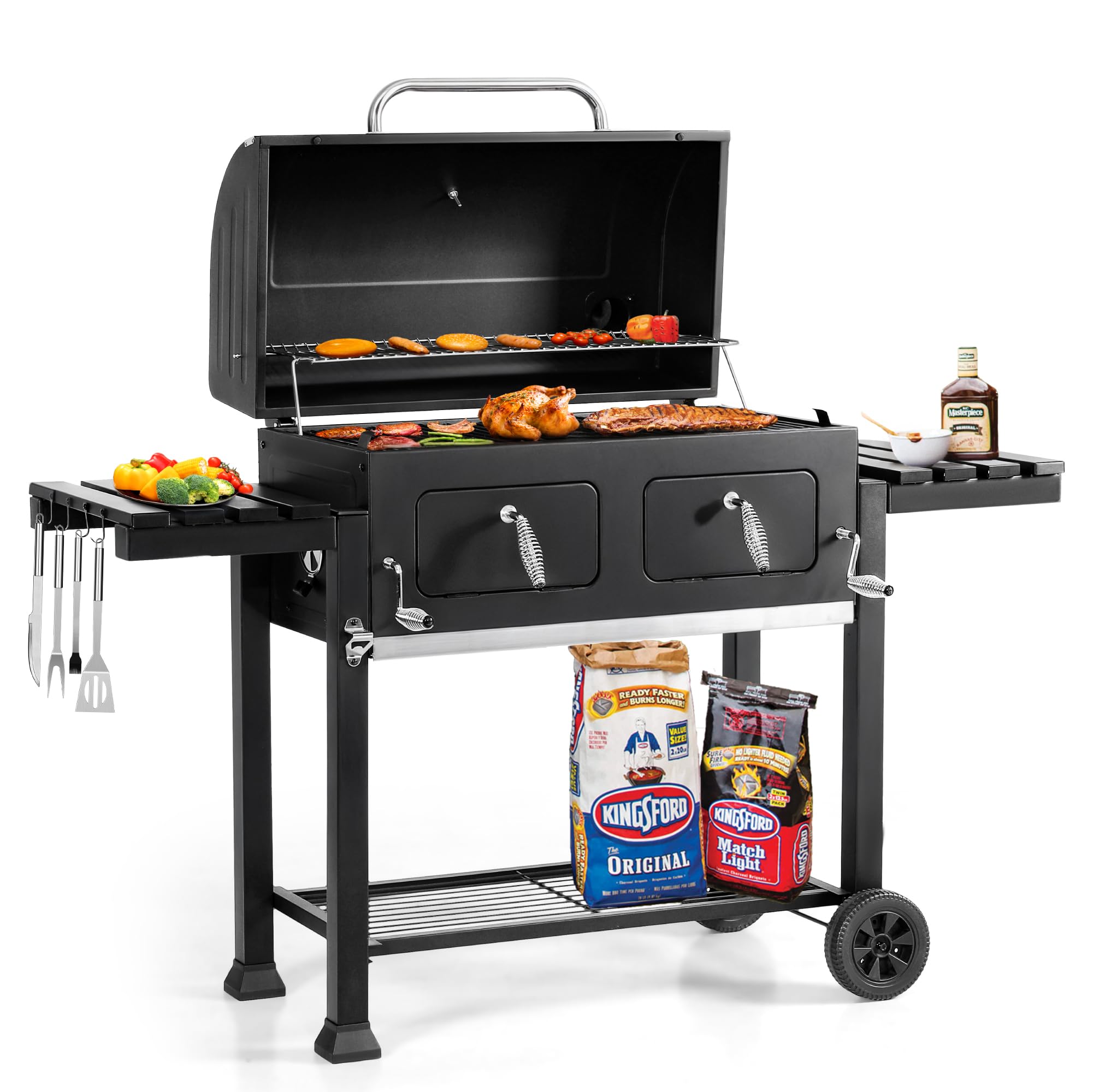 バーベキュー・調理用品 BBQ GRILL S GRILL RECTANGLE Amazon.com: GREEN PARTY Barrel Charcoal Grill with Side