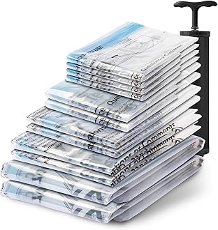 Vacuum Seal Bags for Clothing Travel, 12 Combo - Space Saver Vacuum Storage Bags, Blanket & Clothes Storage Bags Vacuum Sealed – Hand Pump Included, Bolsas Para Guardar Ropa Al Vacío