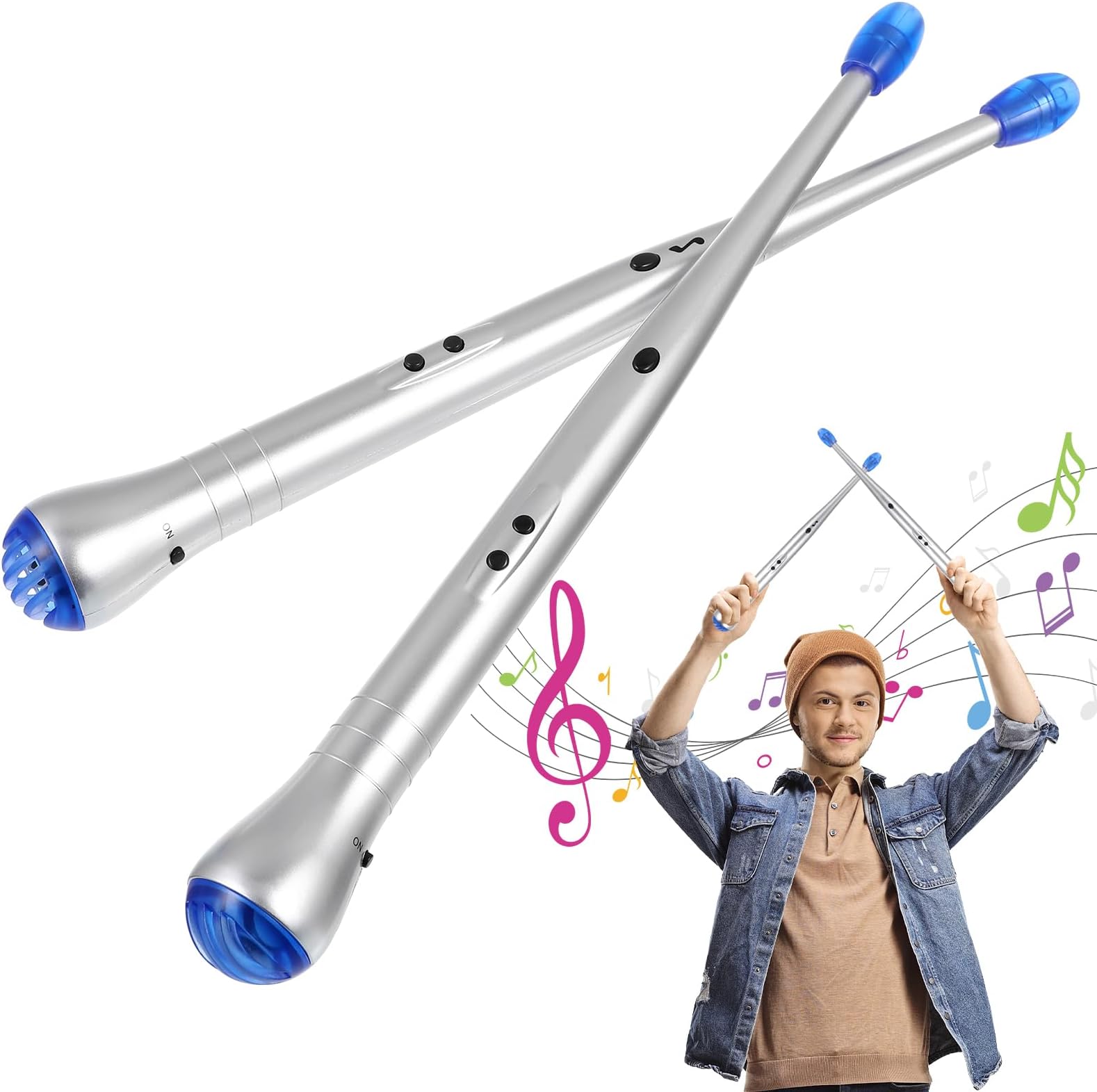Sponsored Ad – ROSENICE Electronic Drum Sticks Pair of Electric Rhythm Drum Air Drumsticks for Children Toy Musical Instrument