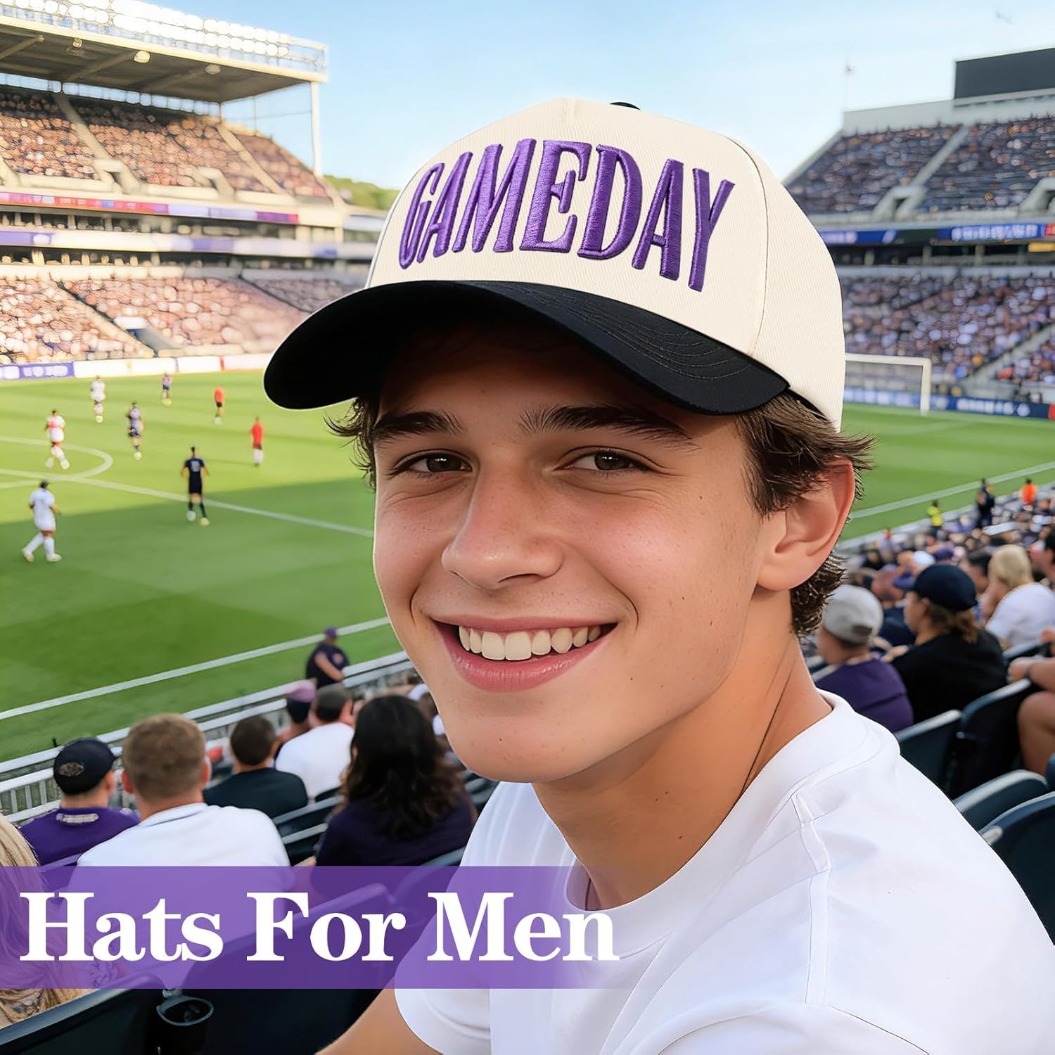 Game Day Hat for Women Men Vintage Embroidered Football Softball Basketball Caps World Soccer Cup Hats Gifts - Image 5