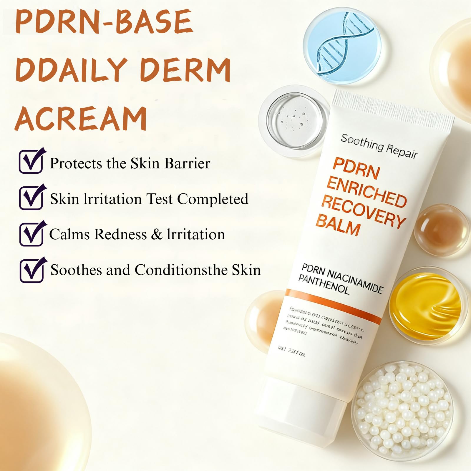 2PCS PDRN Recovery Balm for Face,PDRN Enriched Repair Cream with Niacinamide&Panthenol - Image 4