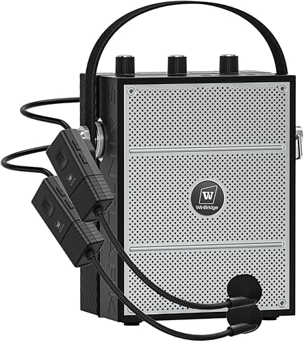 Amplificador de voz de 50 W con 2 micrófonos de auriculares, micrófono con altavoz, sistema de sonido portátil con micrófono, megáfono de altavoz