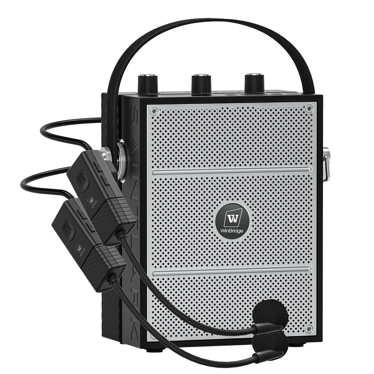 50 W Sprachverstärker mit 2 Headset-Mikrofonen, Mikrofon mit Lautsprecher, tragbares Soundsystem mit Mikrofon, Bluetooth-Lautsprecher, Megafon für Lehrer, Klassenzimmer, Outdoor