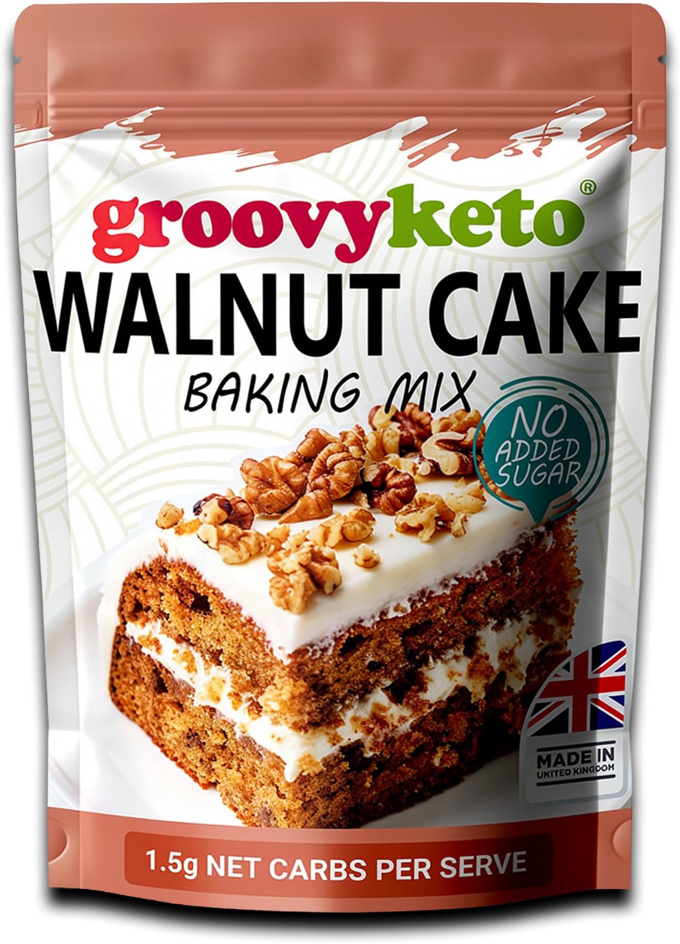 Groovy Keto Walnut Cake Cupcake Mix | Low Carb | Keto Friendly | Sugar Free | Only 1.5g Net Carbs Per slice | Keto Baking Mix, Diabetic Friendly - 280g Pouch