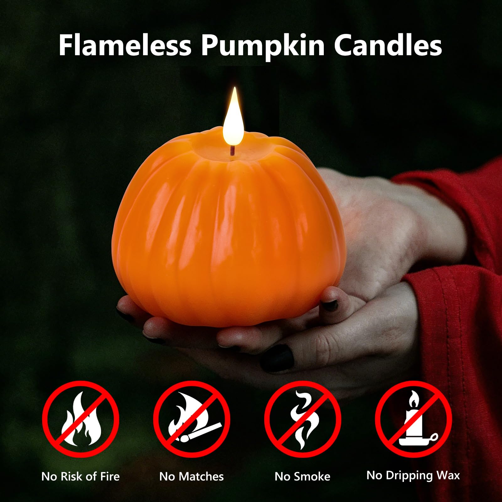 Confezione da 1 candela a forma di zucca senza fiamma, candela a batteria, candela in vera cera, candela LED tremolante, decorazione per la casa, Halloween, Ringraziamento e autunno candela
