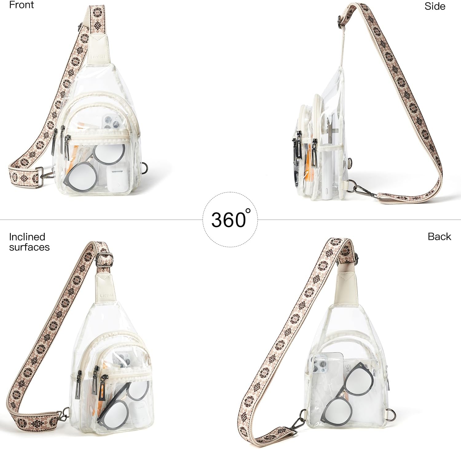 Clear Sling Bag - Stadium Approved Purse Backpack Crossbody Fanny Pack for Women & Men - Concert Events - Image 8