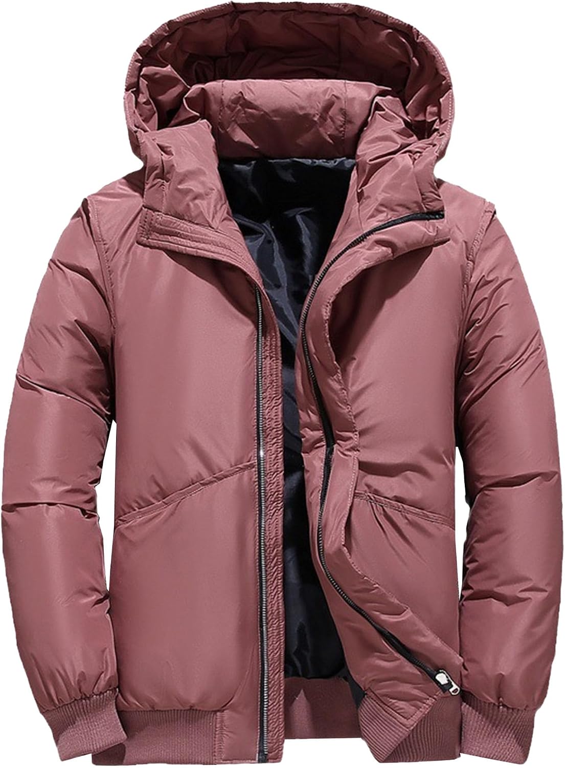 JEsilunmaMY Men's Thicken Hooded Bubble Quilted Jacket Winter Coat Windproof Thermal Puffer Jacket Warm Padded Down Coats