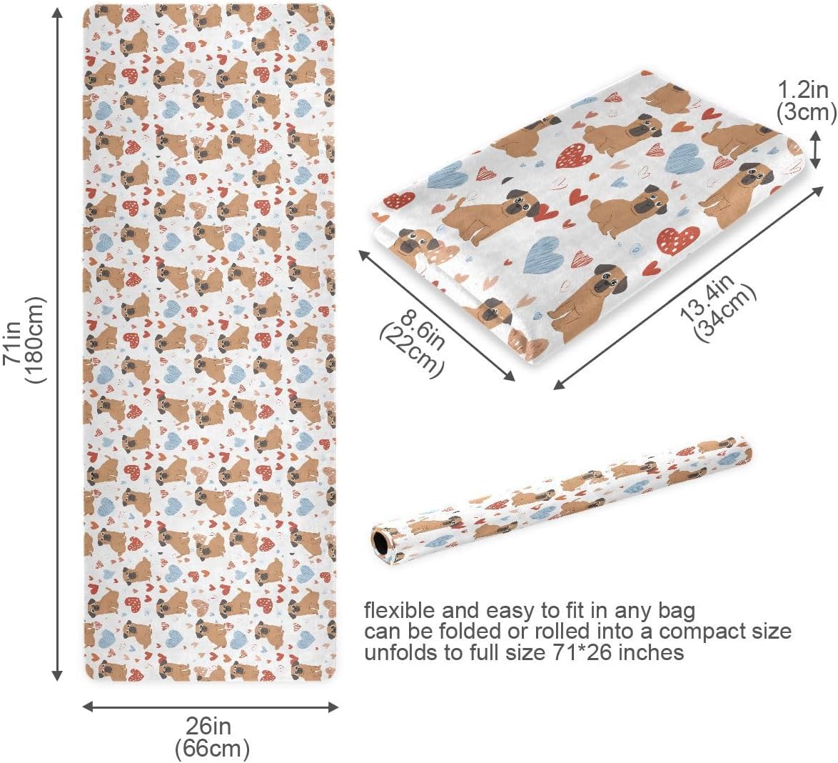 ALAZA Red Love Dog Pattern Yoga Mat Non Slip Fitness Exercise Mat, Workout Mat for Yoga, Pilates and Floor Exercises