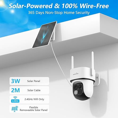 Miniatura 3 de wansview Cámaras de seguridad inalámbricas para exteriores, cámaras de seguridad para el hogar de doble lente 2K, vista de 360, panel solar,