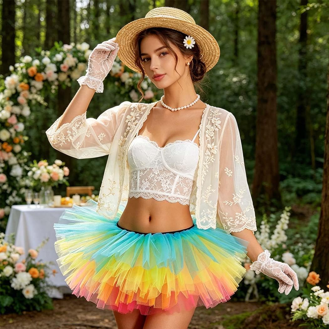 Women Tutu Skirt Tulle Ballet Tutu Classic Adult Layered Elastic Dance Skirts for Party Birthday Festival