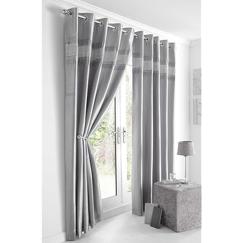 Silver Grey Eyelet Curtains Amazon Co Uk
