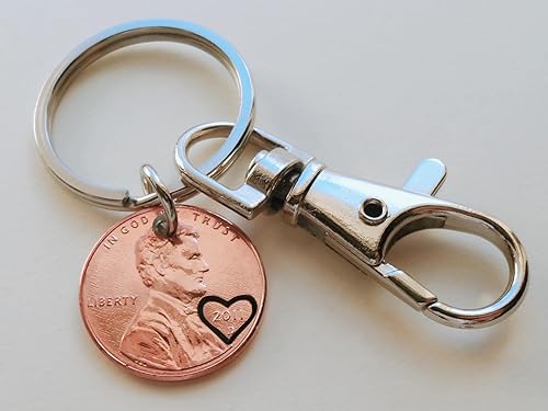 Miniatura 3 de Custom Penny Keychain With Rose Gold Infinity Charm, Anniversary Keychain for Husband, Wife, Boyfriend, Girlfriend, Couples Key Chain