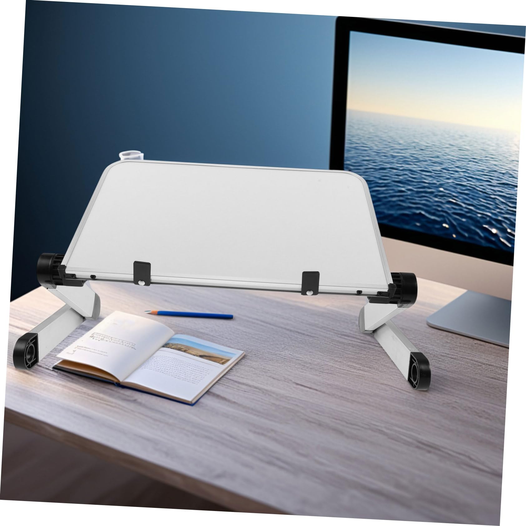 Housoutil Soporte Portátil Ajustable de Aleación y Abs para Ordenador, Elevador Plegable Regulable Adecuado para Escritorio y Oficina Moderna