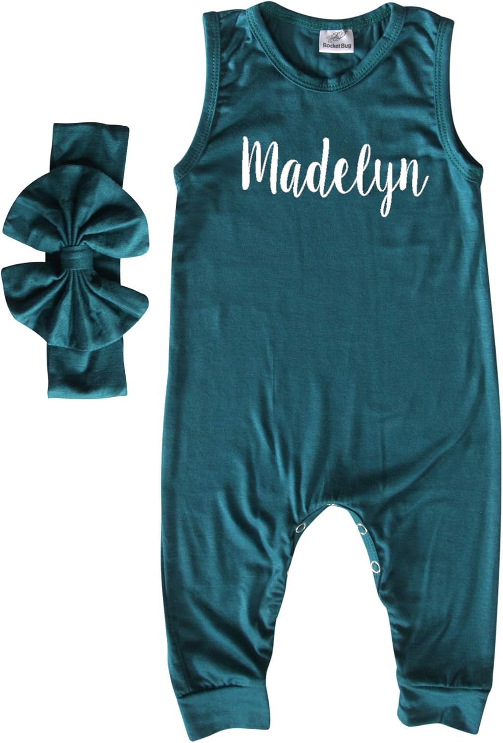 Rocket Bug Personalized Lush Silky Sleeveless Baby Romper for Boys and Girls-Boy, Girl, Gender Neutral