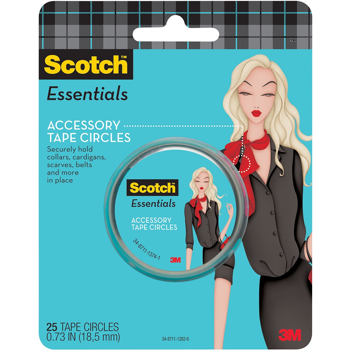 Cinta de Accesorios 3M Scotch Circles redonda de 0.75 pulgadas para fijacion multicolor