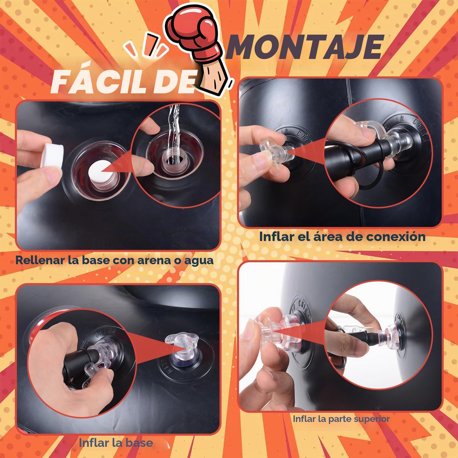 Saco de Boxeo Niños 160cm Bolsa Inflable con Guantes y Bomba para MMA Taekwondo