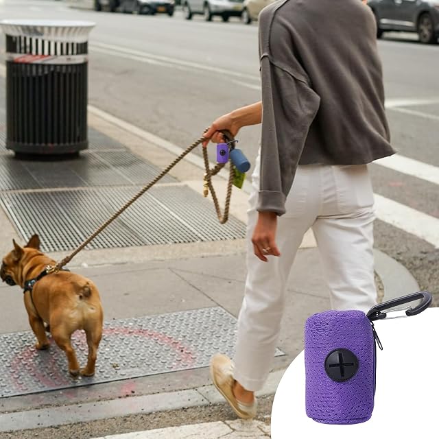 Foto 6 de 8 de Dispensador de bolsas de caca - Soporte para bolsa de perro con enganche para correa de tela de malla…