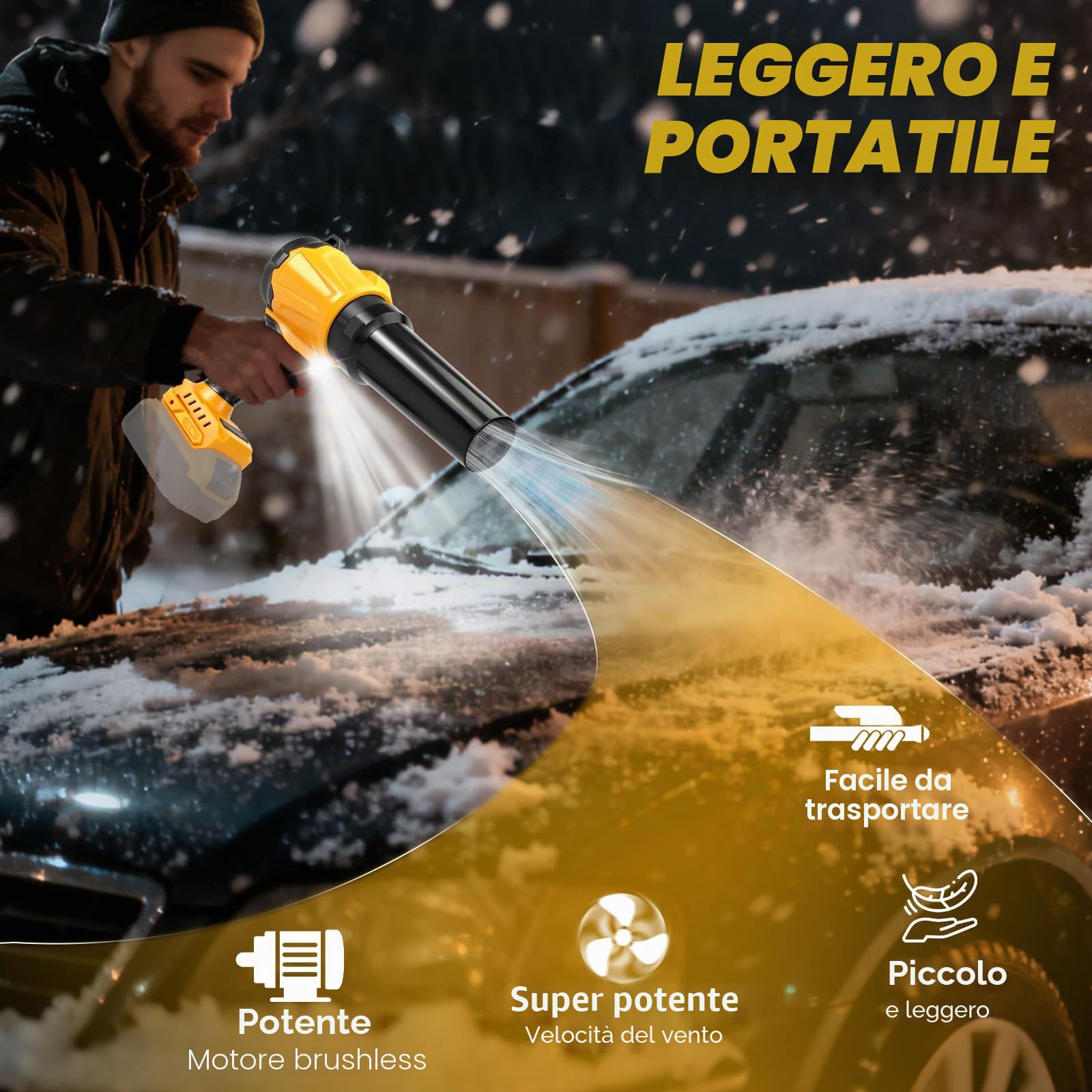 Mini soffiatore a batteria turbo compatibile con Dewalt 20V, 30 m/s, 38000 giri/min, motore turbo, per la pulizia di auto e angoli, Remove Dust, Leaves, Water, Snow
